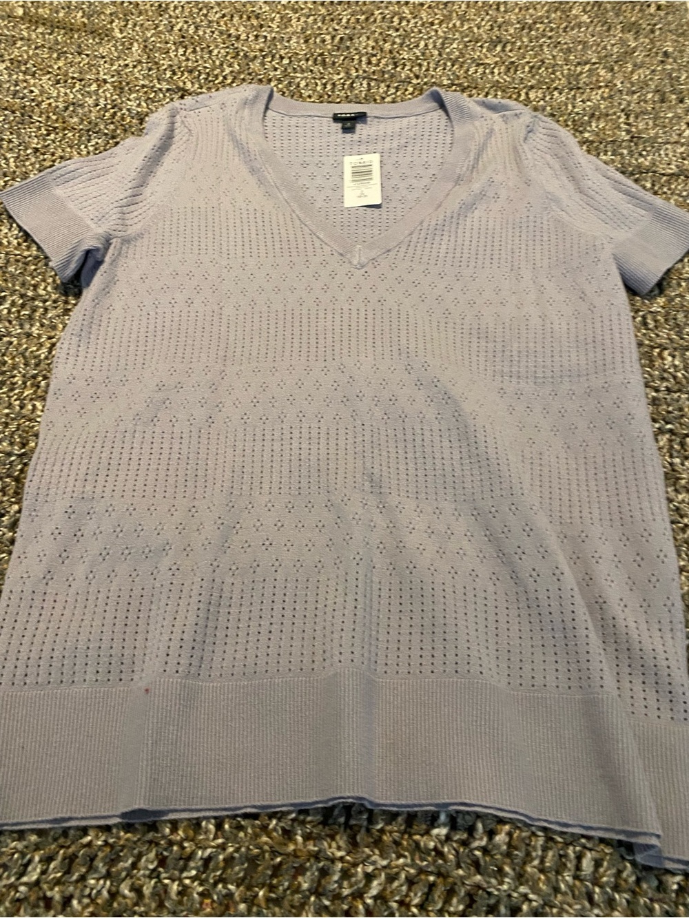 Torrid Light Lavender Eyelet V-Neck Knit Tee